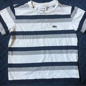 Lacoste Toddler Boy White and Navy Stripes Shirt